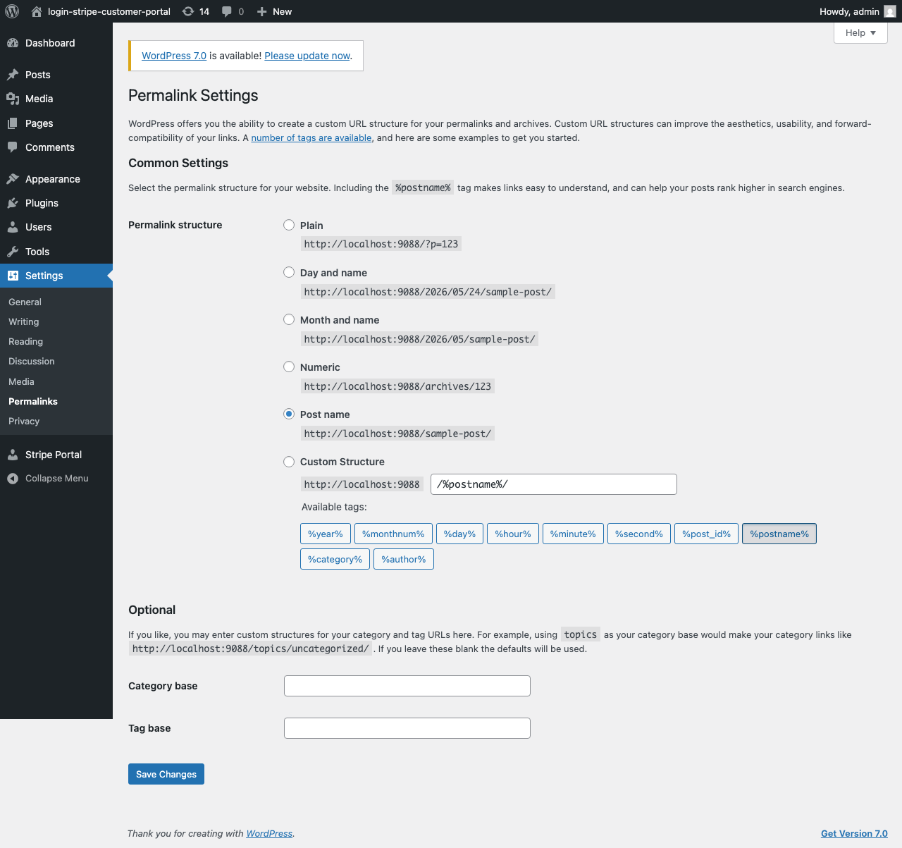 Permalink settings — resave after slug changes